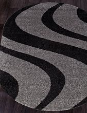 Ковер Шегги черный PLATINUM T617 GRAY-BLACK Овал