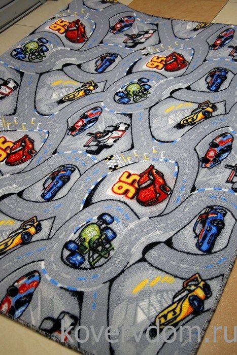 Детский ковер-палас  Формула-1 серый 
