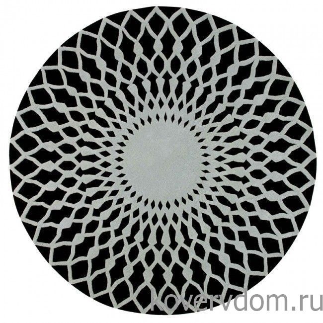 Ковер ручной работы CALEIDOSCOPIO черно-белый круглый Ковер ручной работы CALEIDOSCOPIO черно-белый круглый