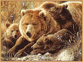 Шерстяной пейзажный ковер из шерсти Hunnu 6S235 28 медведи