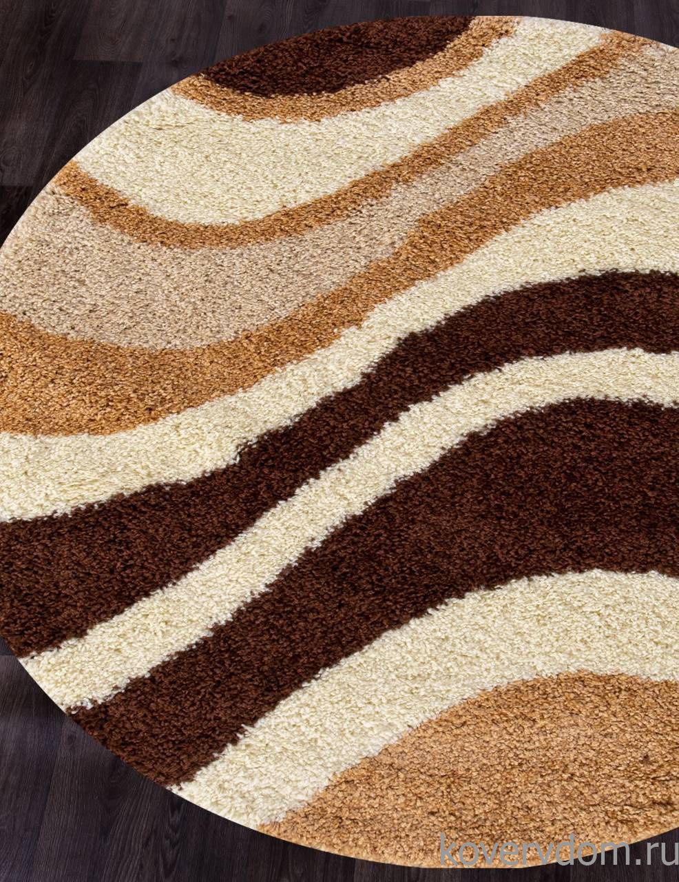 Ковер SHAGGY ULTRA s607 BEIGE-BROWN Круг